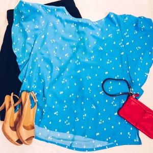 🆕 LOFT Cornflower Blue Flutter Sleeve Blouse